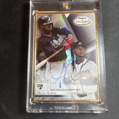 2018 Topps Gold Label - Gold Framed Autographs Ozzie Albies #FA-OA (AU, RC)