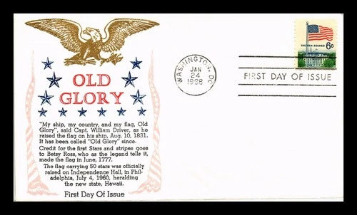 US COVER FLAG OVER WHITE HOUSE 6C FIRST DAY ISSUE KHOL KRAFT CACHET