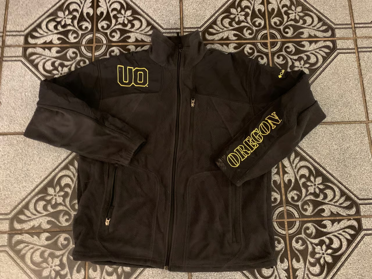 Columbia  Oregon Ducks Mens Fleece Jacket Full Zip Gray Size Large fleece