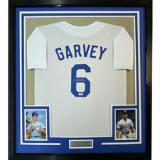 FRAMED Autographed/Signed STEVE GARVEY 33x42 White Baseball Jersey Beckett COA