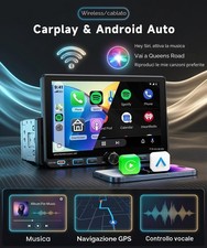 Autoradio 1 Din Bluetooth 52 Wireless CarPlay Android Auto FM AM Rds 7 Pollici - Miniatura 2