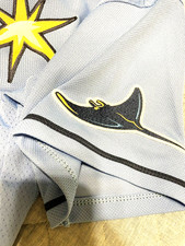 Tampa Bay Rays Nike MLB Vapor Elite On Field Baseball Jersey Sz 44 Columbia Blue