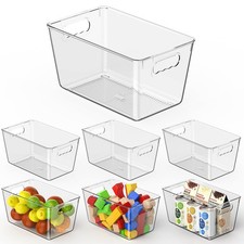 Clear Pantry Organizer Bins, Storage Containers Plastic Containers with Han...