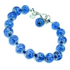 Murano Glass Bracelet Royal Blue Silver Handmade 15 Sommerso Beads Venice Italy