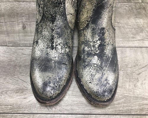 Freebird by Steven Madden Salamanca Distressed Silver Leather Womens Boots 7 - Picture 4 of 10