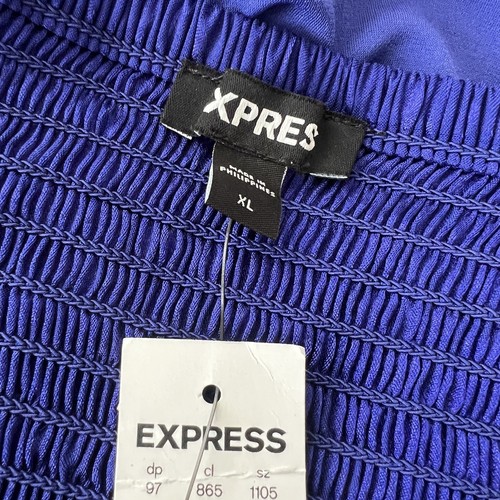 EXPRESS Womens Silky Bodysuit Balloon Long Sleeve Blue Size XL NWT - Picture 6 of 7