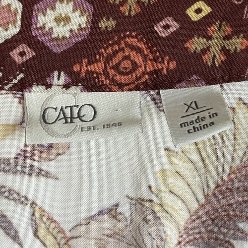 Cato Floral Leaf Patterned Open Front Cardigan Kimono Multicolor Boho Size XL - Picture 5 of 9