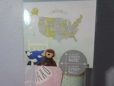 United States USA Map Wall Decor Self Adhesive 3' Home School  Office New