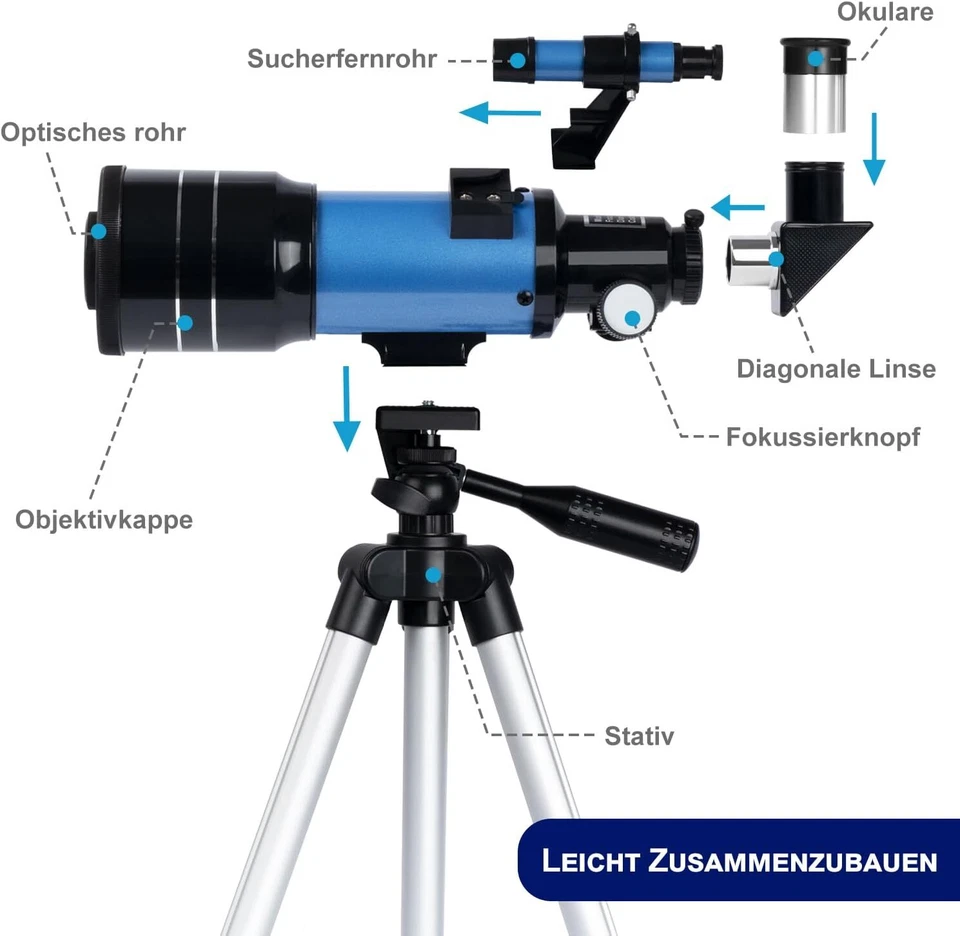 Teleskop für Kinder & Einsteiger 70mm Blende Tragbares Teleskop Astronomisches L - Bild 4 von 4