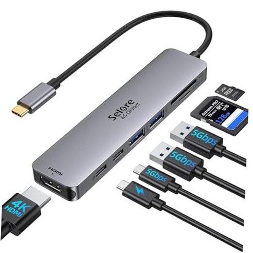 USB C Hub HDMI Adapter for MacBook Pro/Air, 7 in 1 USB C Dongle with HDMI,