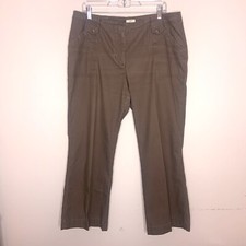 J Jill Pants Women 16 Petite Brown Cotton Wide Leg Cargo Utility Pockets Casual