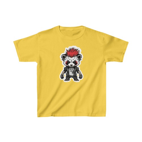 US Kids 7Y 14Y - Panda punk music - Kids Heavy Cotton Tee - Picture 14 of 29