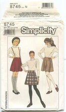 SIMPLICITY 8745 MISSES' FRONT WRAP PLEATED SKIRT SZ 10-14 UNCUT 1988