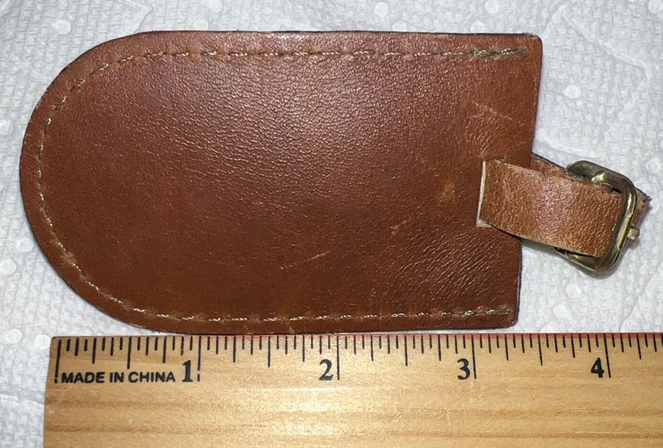 Vintage Brookfield HARTMANN Tan Leather Luggage ID Travel Hang Tag - Image 3 of 4