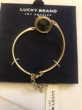 Lucky Brand Gold Tone Bangle With Natural Reversible Stone NWT & Box