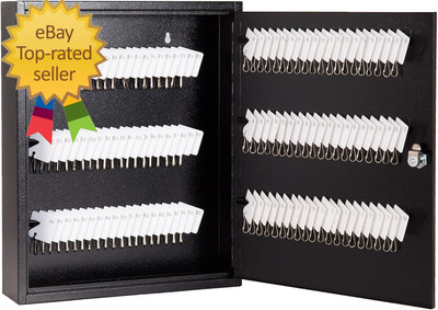 Key Box Wall Mount 120 Position Metal Valet Key Cabinet Lock Box with Key Tags, 