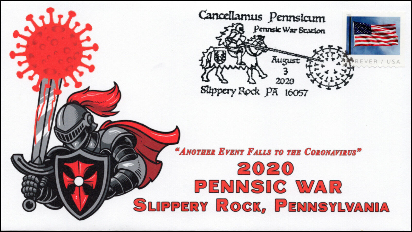 20-153 2020 Pennsic War Pictorial Postmark Event PA Cover outlet Rock Slippery Rapid rise