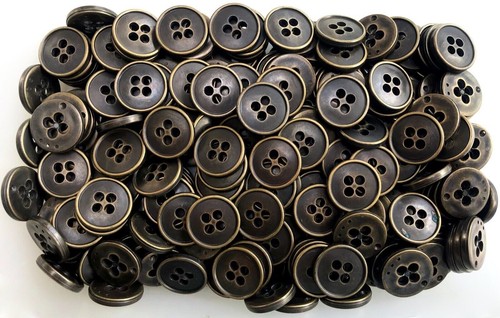 Buttons 18mm 23mm Aged Brass 4 Hole Industrial Plastic Rustic Button W193 W193A - Picture 9 of 24