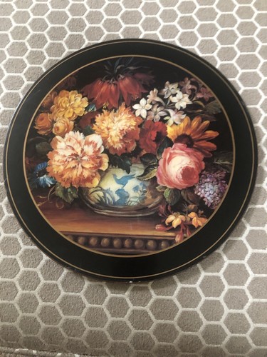 Vintage Pimpernel Round Floral Trivet Hot Plate Plant Stand, Cork Bottom, 10” - Picture 2 of 3