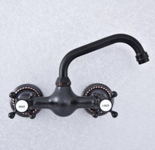 Wall Mount Black Oil Rubbed Brass Bathroom Sink Faucet Kitchen Mixer Tap fsf722