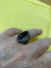 Black Onyx Ring Set In Sterling Silver