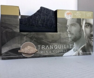 Men's Slippers by Tranquility - Blue - Memory Foam to Form to Your Feet - Size L