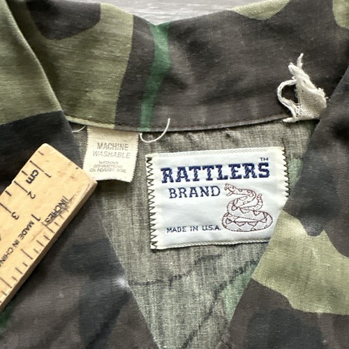 Vintage Rattlers Marke Camouflage Hausarbeit Mantel Stil Jagd Knopfleiste USA Herren L - Bild 4 von 9