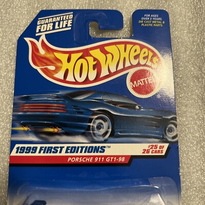 Hot Wheels 1999 First Editions 25/26 #676 Porsche 911 GT1-98 White