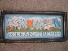 Primitive Country Print *CLEAN & FRESH* 12" x 5 1/2" in Handmade Frame