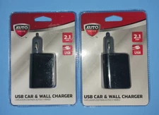 lot 2 Auto Drive Car & Wall Charger Dual USB 2.1 amp Foldable Plug Charge 2@once