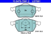 ATE 13.0470-7081.2 Bremsbelagsatz, Scheibenbremse FüR Audi Seat Skoda VW