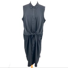 Alfani Black Tie Front Midi Sleeveless Dress sz 16