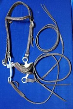 Western Headstall, vintage, hand plaited w/ Split Reins. Nice leather.