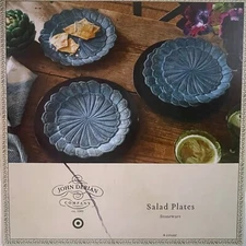 John Derian Target Blue Feather Salad Plates Set Of 4 New In Box