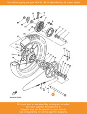YAMAHA Axle, Wheel, 4KM-25181-00 OEM XT350 XJ900SDIVERSION