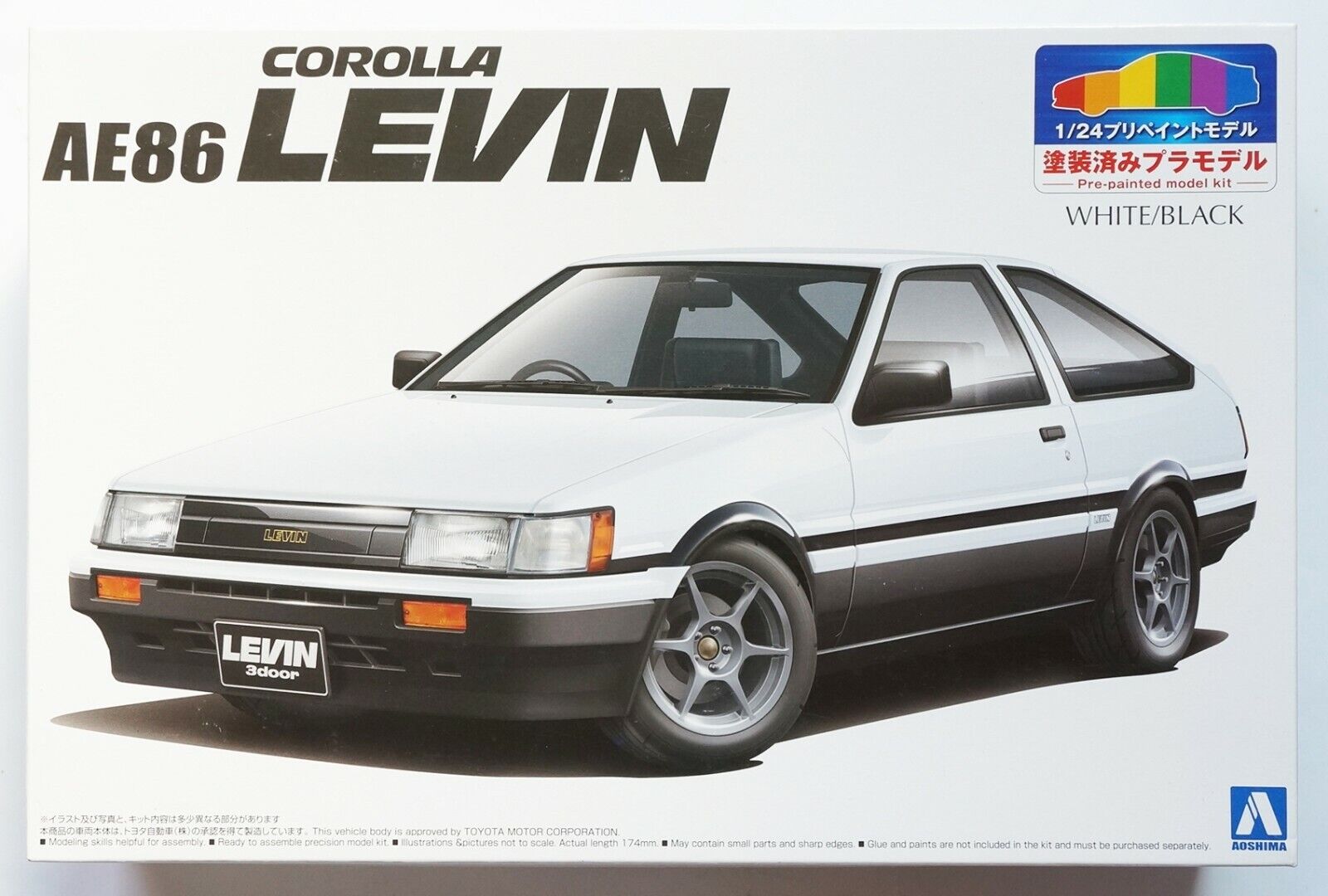 Aoshima Pre Painted Series 1 24 Toyota Corolla Ae86 Levin White Black Kit Ebay