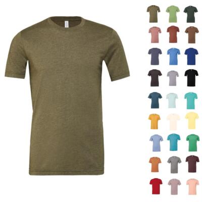 Herren Meliert T-Shirt Kurzarm Rundhals Tee Freizeit Sommer Oberteil Bella Canvas