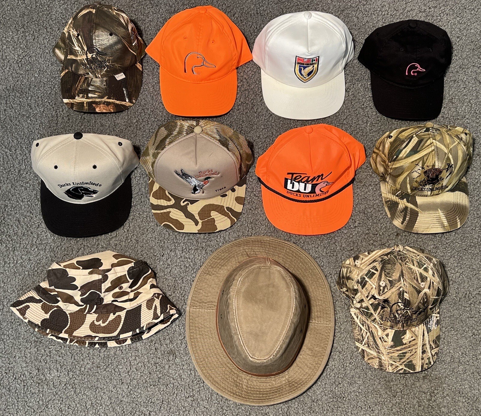 11 Ducks Unlimited hat lot Camo Labradors Blaze Orange Hunting Fedora
