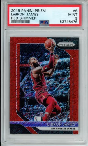 2018 Panini Prizm Red Shimmer /7 #6 Lebron James PSA 9 Lakers
