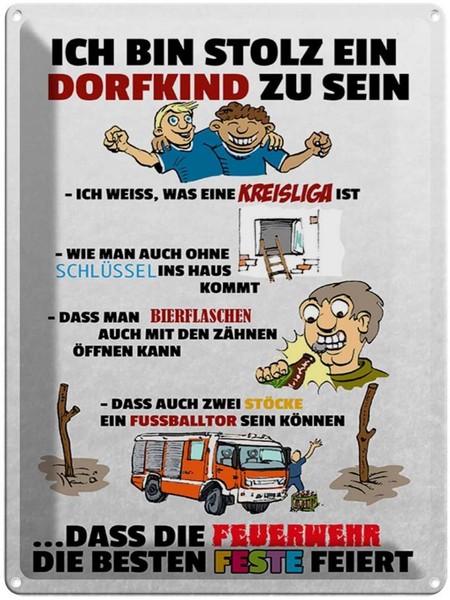 Blechschild 40X30 Cm Stolz Dorfkind Zu Sein Spruch Zitat Deko Geschenk Metall Sc-image