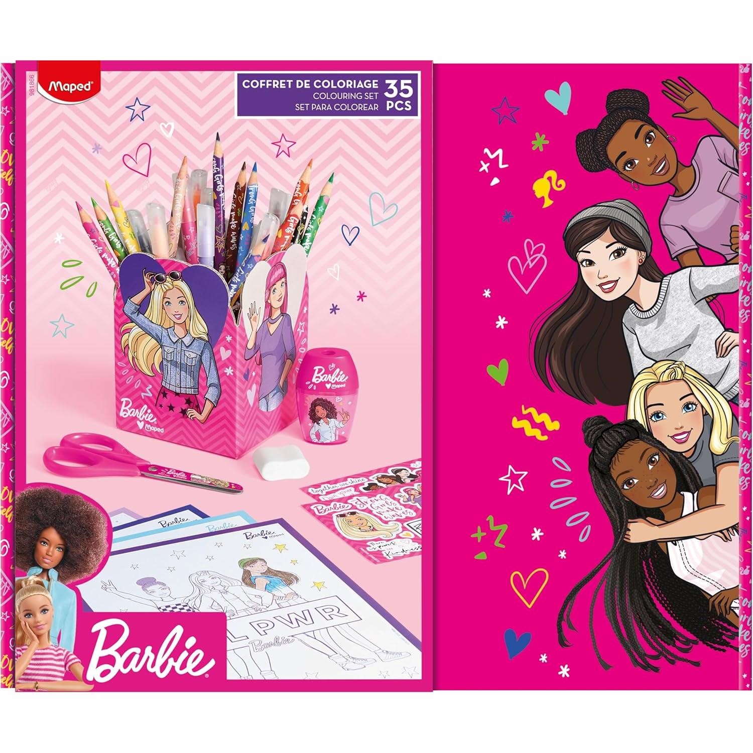 Mallette de coloriage Barbie Maped en carton rigide pour éviter les taches