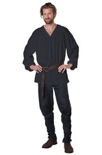Brand New Medieval Renaissance Pirate Peasant Shirt Adult Costume Black 