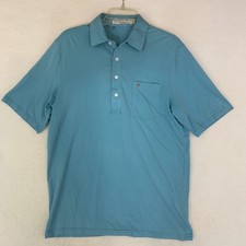 Criquet Polo Shirt Mens Medium Blue Pima Cotton Stretch Golf Performance Pocket