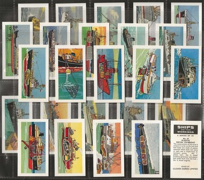 CLOVER DAIRIES - FULL SET - SHIPS AND THEIR WORKINGS 1971 (25 CARDS) TOP+++