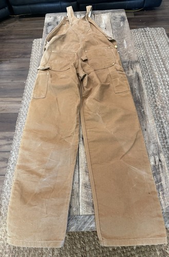 Carhartt Men’s Brown Duck Bib Overalls R01-BRN 42x36 Double Knee Work - Picture 8 of 8