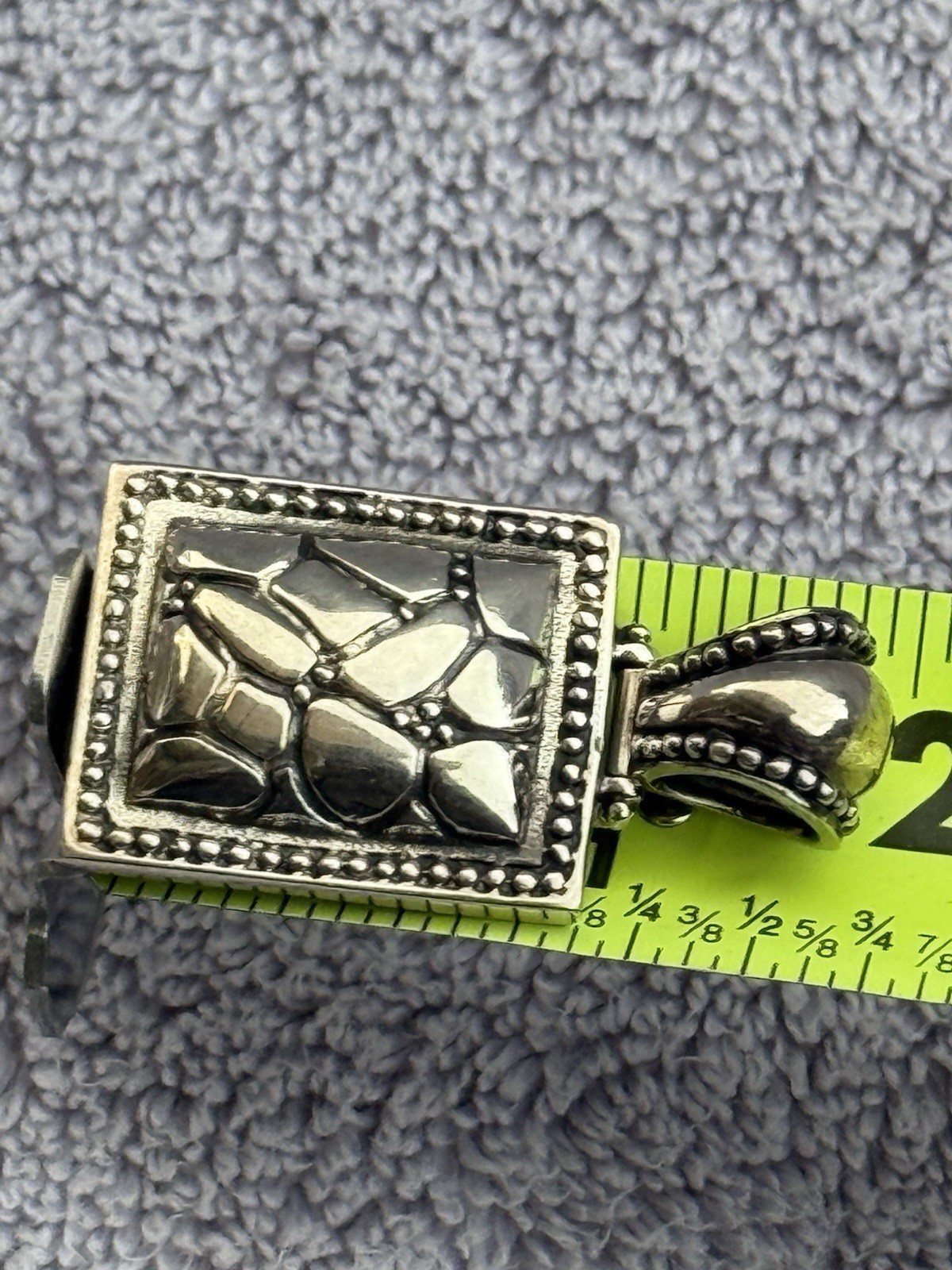 Solid Beautiful  Silver Mosaic Pebble Pendant, JR… - image 8