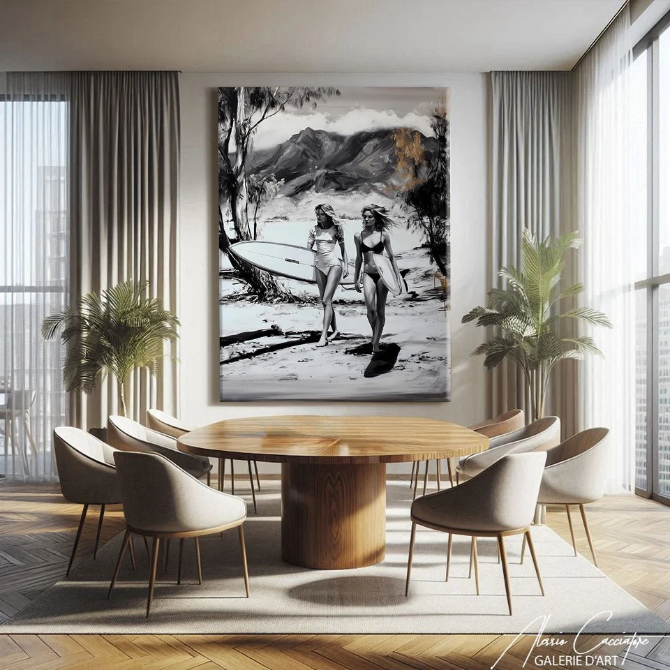 Vintage Surfer Wall Art Canvas Print Beach House Decor Framed Retro Summer Art - Image 4 of 4