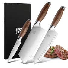 3-Piece Chef Knife Set - Kitchen, Outdoor, Camping, BBQ, Gift for Men