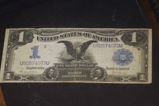 1899 $1 SILVER DOLLAR SILVER CERTIFICATE BLUE SEAL BLACK EAGLE NOTE NICE SHAPE!