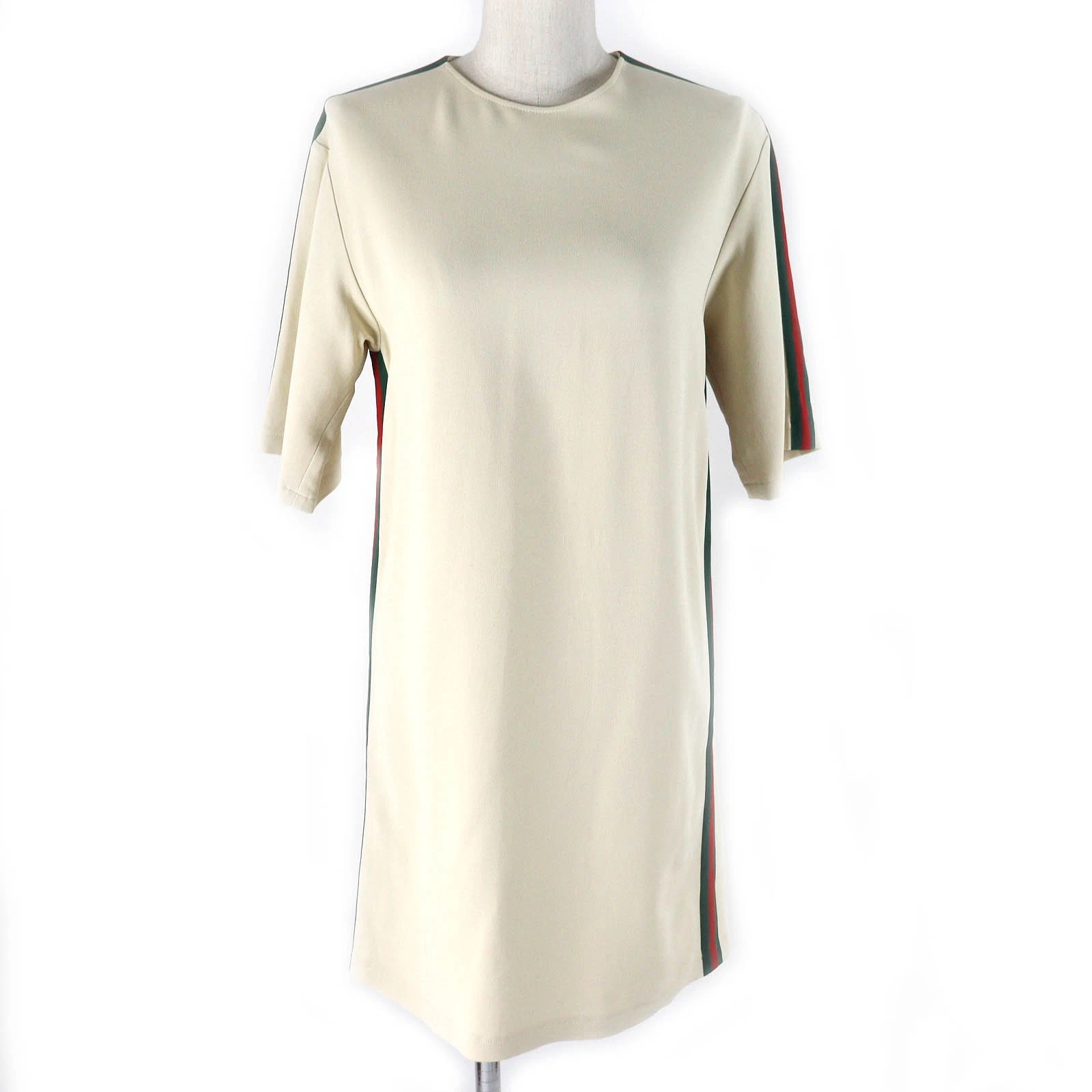 Gucci 528977 Robe rouge manches courtes Side Sherry Line 36 Made In Italy r10_0404